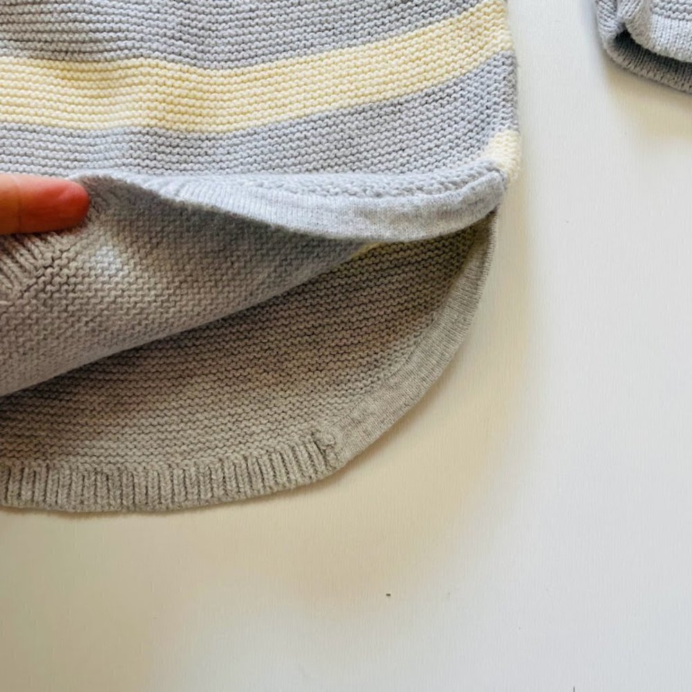 J. Jill Sweater TALL LONG Stripe Knit Thermal Crewneck Yellow Grey Cotton Tunic - Picture 5 of 8